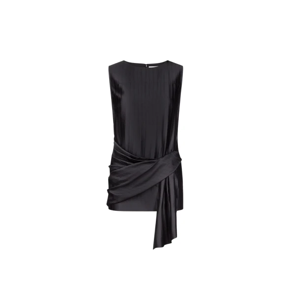 The Frankie Shop Fonda Draped Top - Black - Oversized Minimalist Tops in Black - Shop at Luxury Shoes 