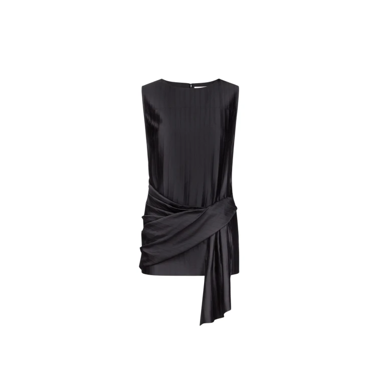 The Frankie Shop Fonda Draped Top - Black - Oversized Minimalist Tops in Black - Shop at Luxury Shoes 