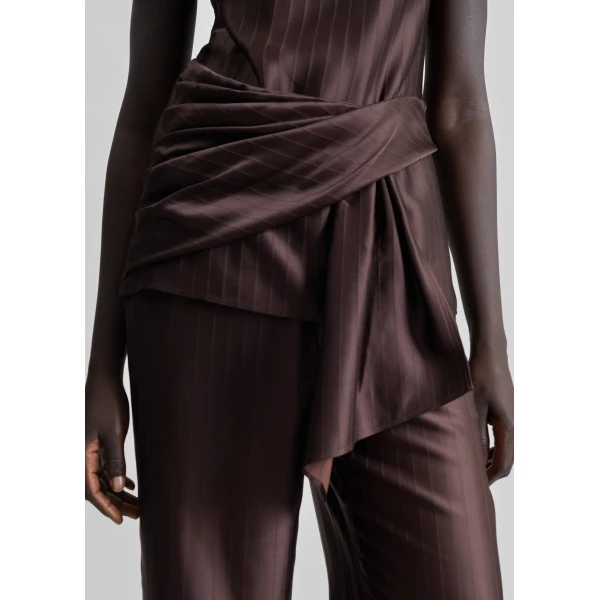The Frankie Shop Fonda Draped Top – Dark Brown, view 4