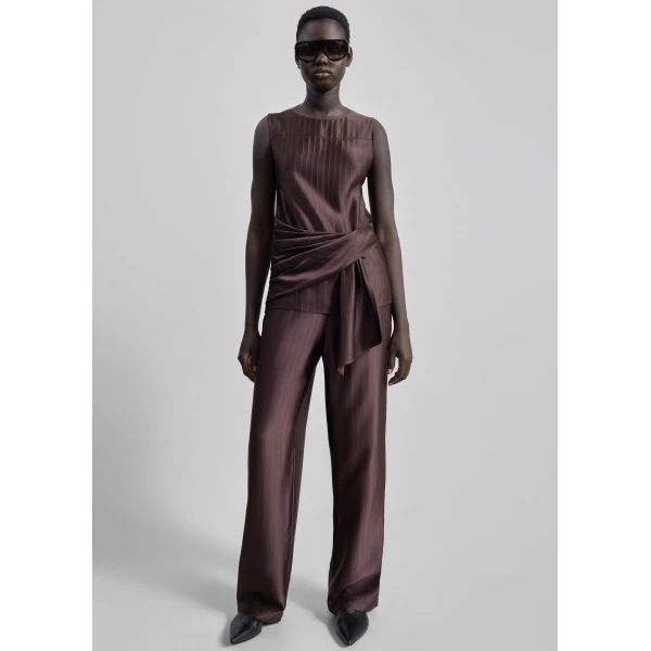 The Frankie Shop Fonda Draped Top – Dark Brown, view 5