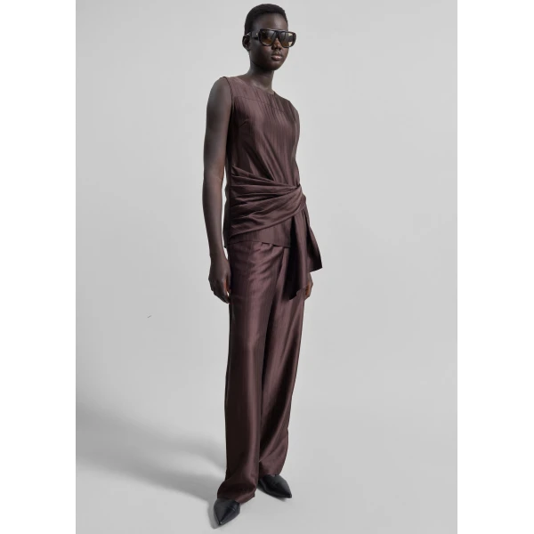 The Frankie Shop Fonda Draped Top – Dark Brown, view 6