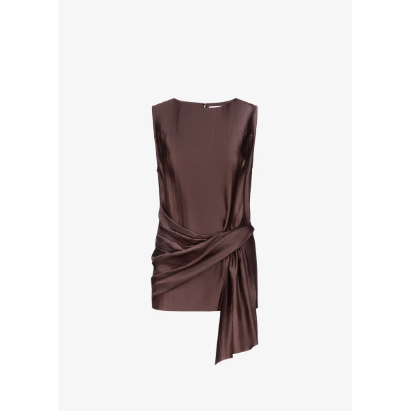 The Frankie Shop Fonda Draped Top – Dark Brown