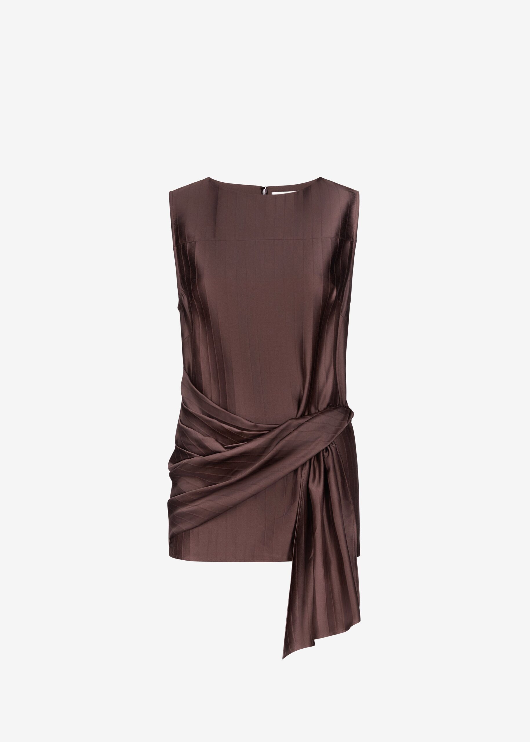 The Frankie Shop Fonda Draped Top - Dark Brown - Oversized Minimalist Tops in Beige - Shop at Luxury Shoes 