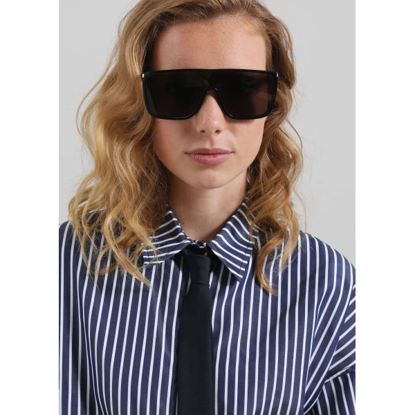 The Frankie Shop Forli Shirt - Navy/White Stripe - Oversized Minimalist Tops in Multicolour - Shop at Luxury Shoes 