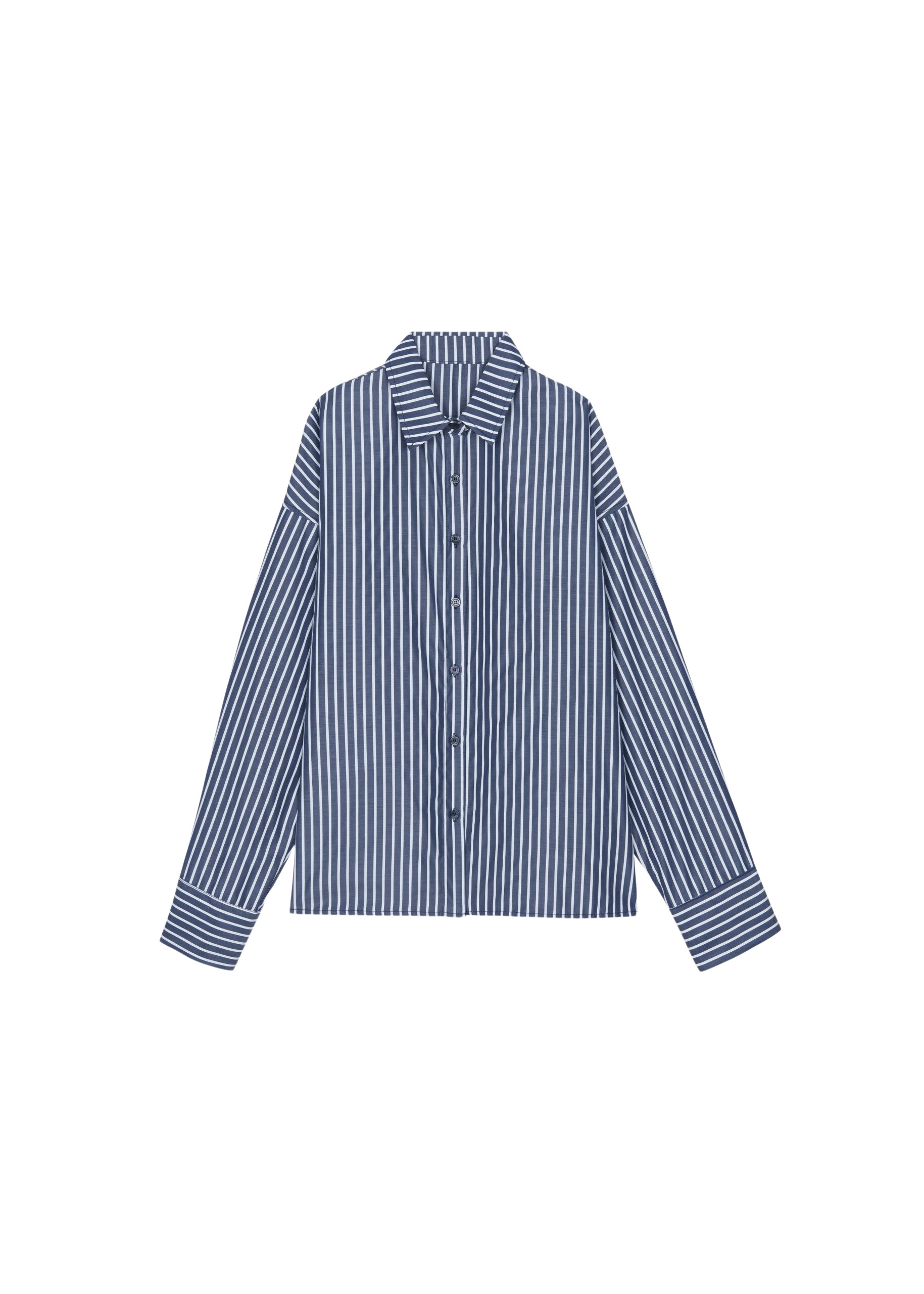 The Frankie Shop Forli Shirt - Navy/White Stripe - Oversized Minimalist Tops in Multicolour - Shop at Luxury Shoes 