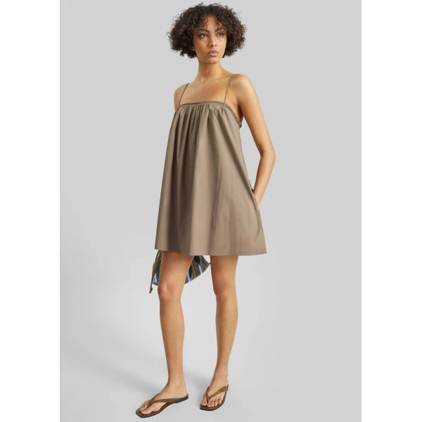 The Frankie Shop Frill Cami Mini Dress - Birch - Oversized Minimalist Dresses in Beige - Shop at Luxury Shoes 