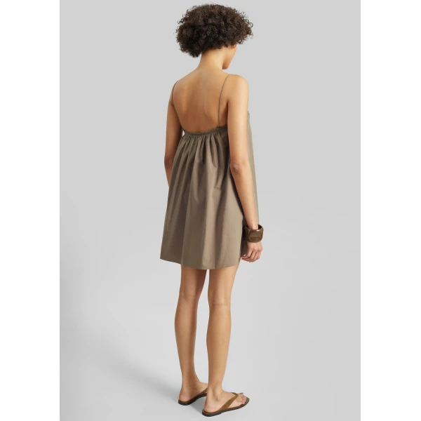 The Frankie Shop Frill Cami Mini Dress - Birch - Oversized Minimalist Dresses in Beige - Shop at Luxury Shoes 