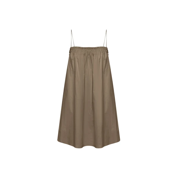 The Frankie Shop Frill Cami Mini Dress - Birch - Oversized Minimalist Dresses in Beige - Shop at Luxury Shoes 