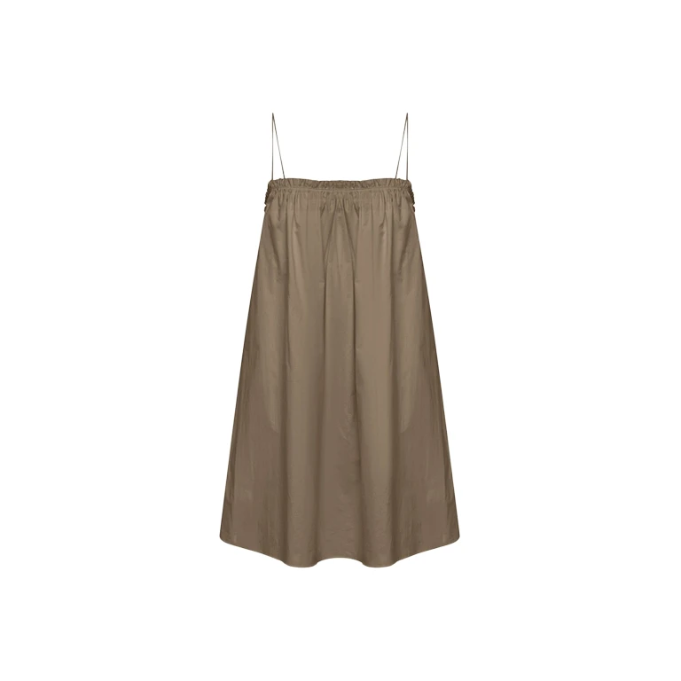 The Frankie Shop Frill Cami Mini Dress - Birch - Oversized Minimalist Dresses in Beige - Shop at Luxury Shoes 
