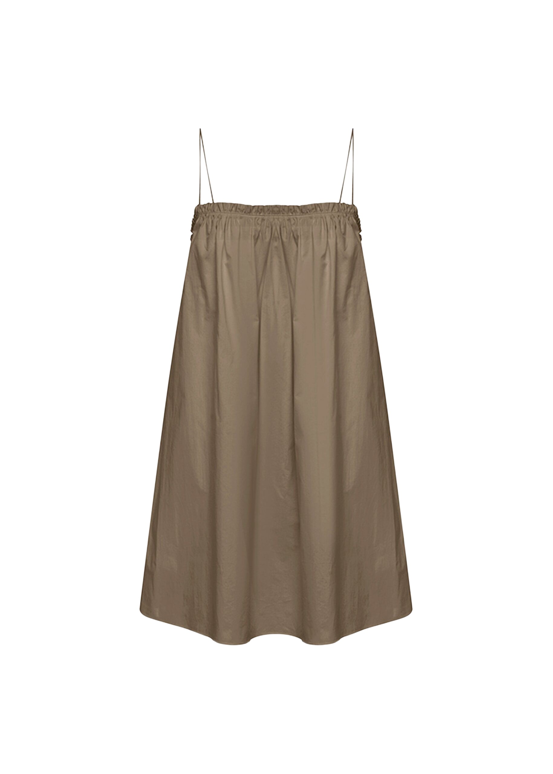 The Frankie Shop Frill Cami Mini Dress - Birch - Oversized Minimalist Dresses in Beige - Shop at Luxury Shoes 