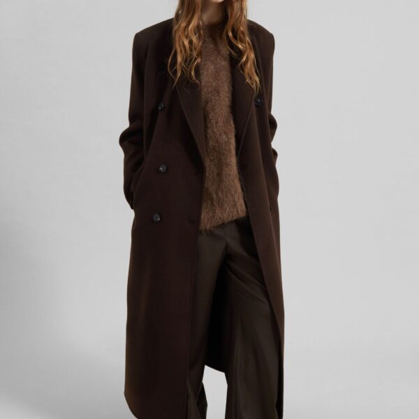The Frankie Shop Gaia Double Breasted Coat – Dark Brown, view 2
