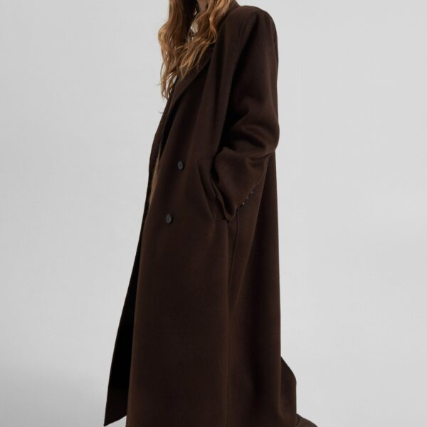The Frankie Shop Gaia Double Breasted Coat – Dark Brown, view 4