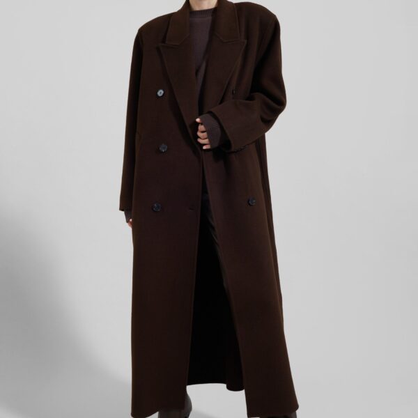The Frankie Shop Gaia Double Breasted Coat – Dark Brown, view 5