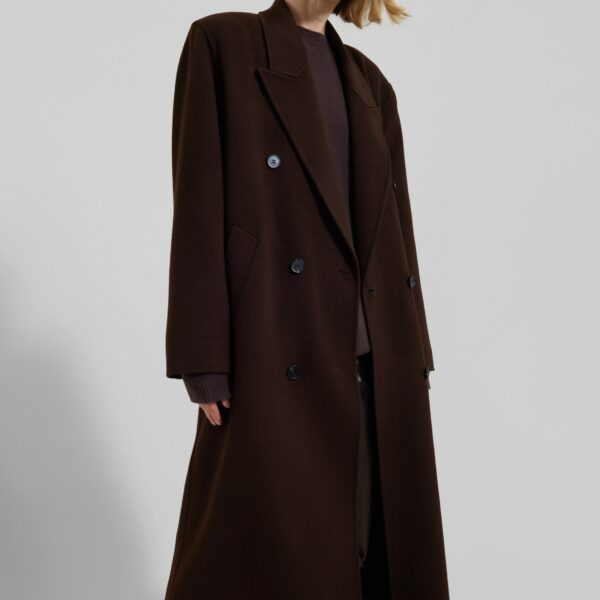 The Frankie Shop Gaia Double Breasted Coat – Dark Brown, view 6