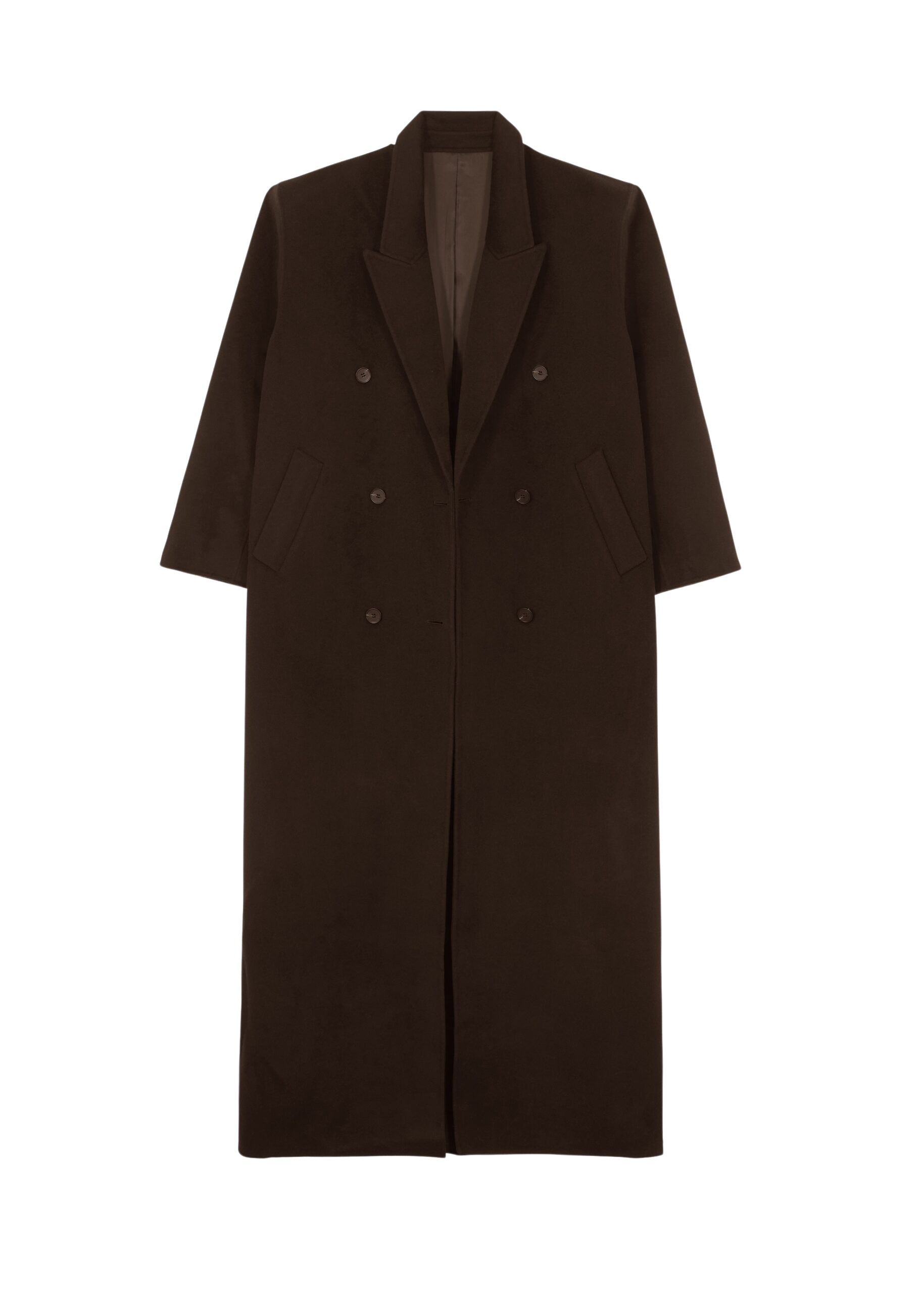 The Frankie Shop Gaia Double Breasted Coat – Dark Brown