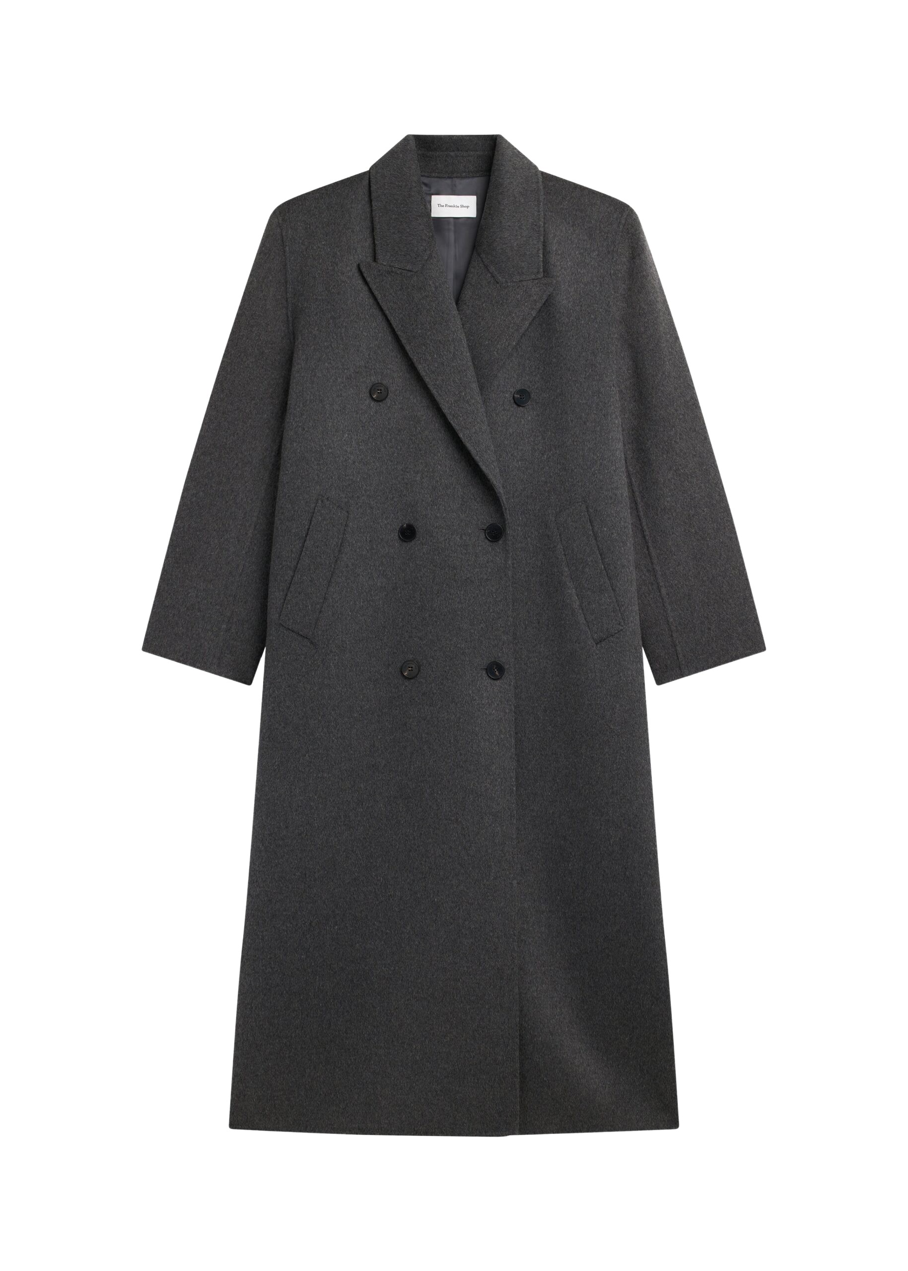 The Frankie Shop Gaia Double Breasted Coat – Dark Grey Melange