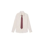 The Frankie Shop Gainsford Neck Tie Shirt - Beige/Brown Stripe - Oversized Minimalist Tops in Multicolour - Shop at Luxury Shoes 
