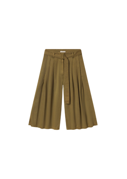 The Frankie Shop Garment Dye Pleated Culotte - Avocado - Oversized Minimalist Shorts in Green - Shop at Luxury Shoes 