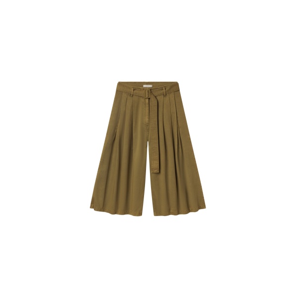 The Frankie Shop Garment Dye Pleated Culotte - Avocado - Oversized Minimalist Shorts in Green - Shop at Luxury Shoes 