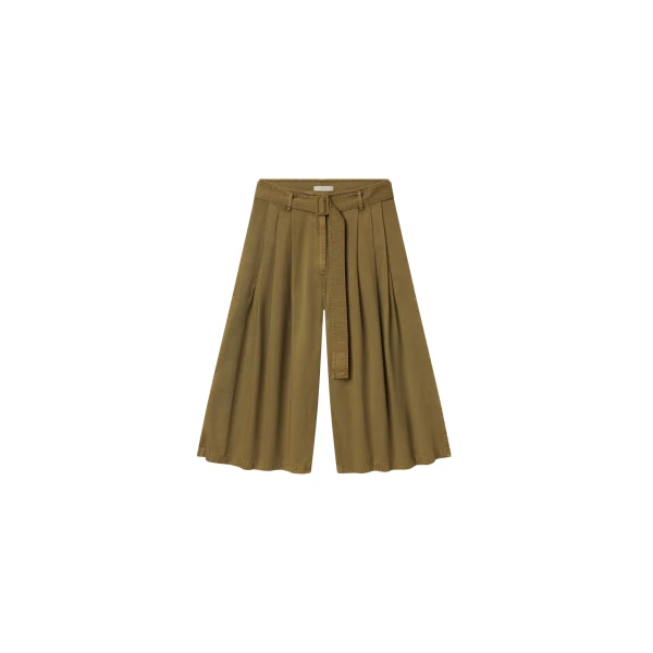 The Frankie Shop Garment Dye Pleated Culotte - Avocado - Oversized Minimalist Shorts in Green - Shop at Luxury Shoes 