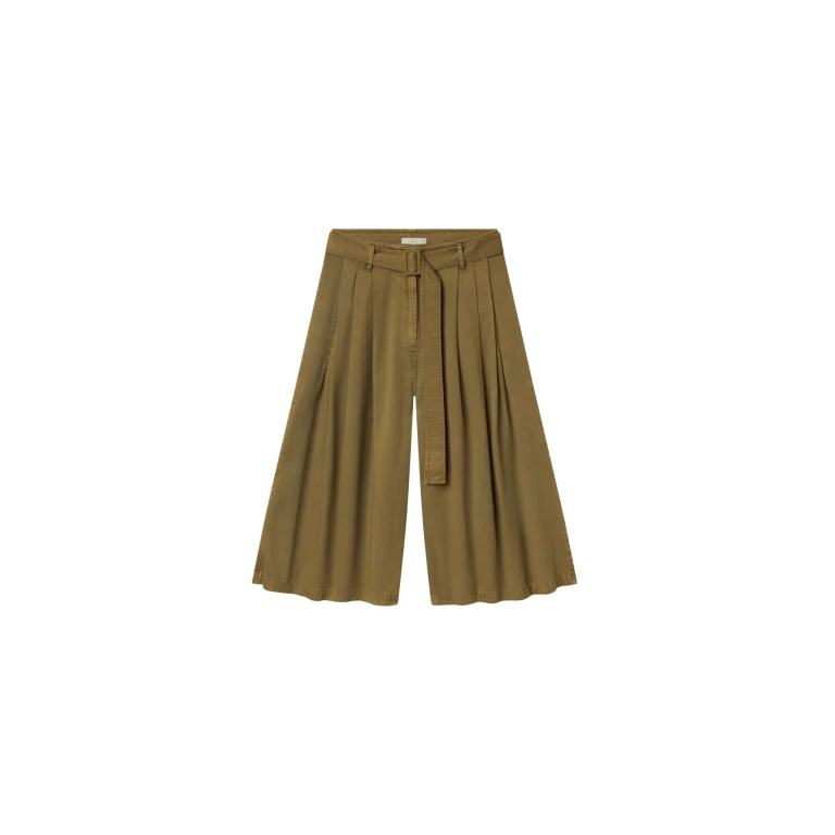The Frankie Shop Garment Dye Pleated Culotte - Avocado - Oversized Minimalist Shorts in Green - Shop at Luxury Shoes 