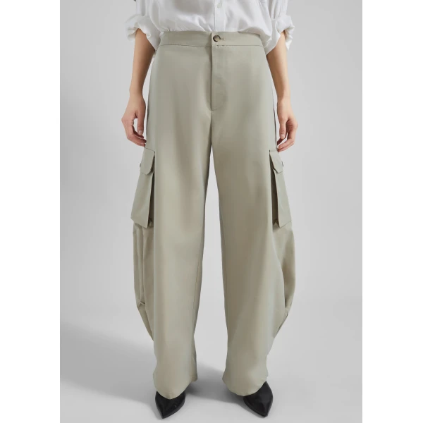 The Frankie Shop Geilo Barrel Leg Pants - Beige - Oversized Minimalist Pants in Beige - Shop at Luxury Shoes 