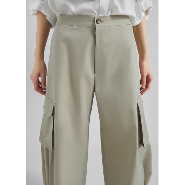 The Frankie Shop Geilo Barrel Leg Pants - Beige - Oversized Minimalist Pants in Beige - Shop at Luxury Shoes 