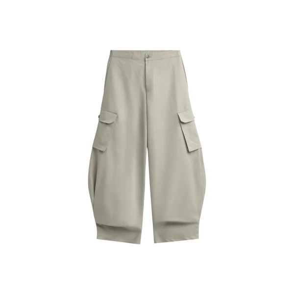 The Frankie Shop Geilo Barrel Leg Pants - Beige - Oversized Minimalist Pants in Beige - Shop at Luxury Shoes 