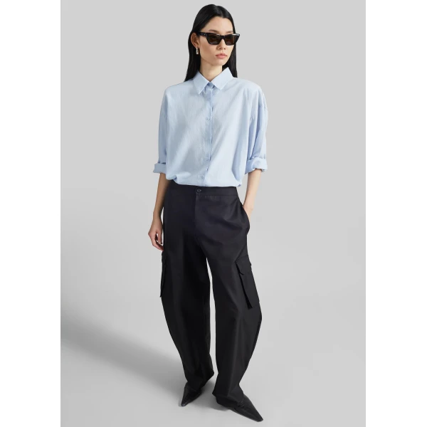 The Frankie Shop Geilo Barrel Leg Pants - Black - Oversized Minimalist Pants in Black - Shop at Luxury Shoes 