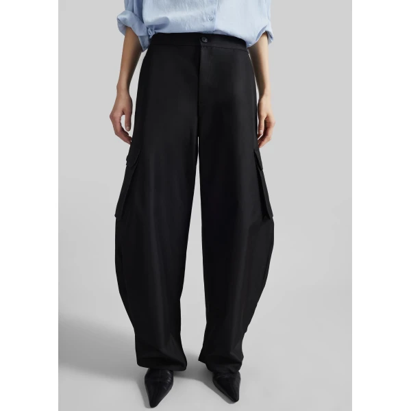 The Frankie Shop Geilo Barrel Leg Pants - Black - Oversized Minimalist Pants in Black - Shop at Luxury Shoes 