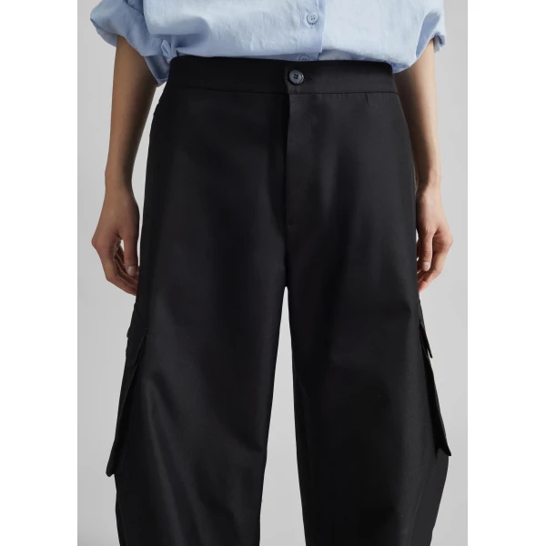 The Frankie Shop Geilo Barrel Leg Pants - Black - Oversized Minimalist Pants in Black - Shop at Luxury Shoes 