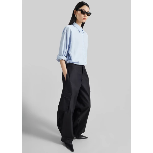 The Frankie Shop Geilo Barrel Leg Pants - Black - Oversized Minimalist Pants in Black - Shop at Luxury Shoes 