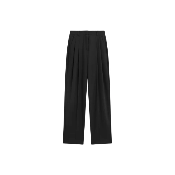 The Frankie Shop Gelso Pleated Twill Trousers - Black - Oversized Minimalist Pants in Black - Shop at Luxury Shoes 