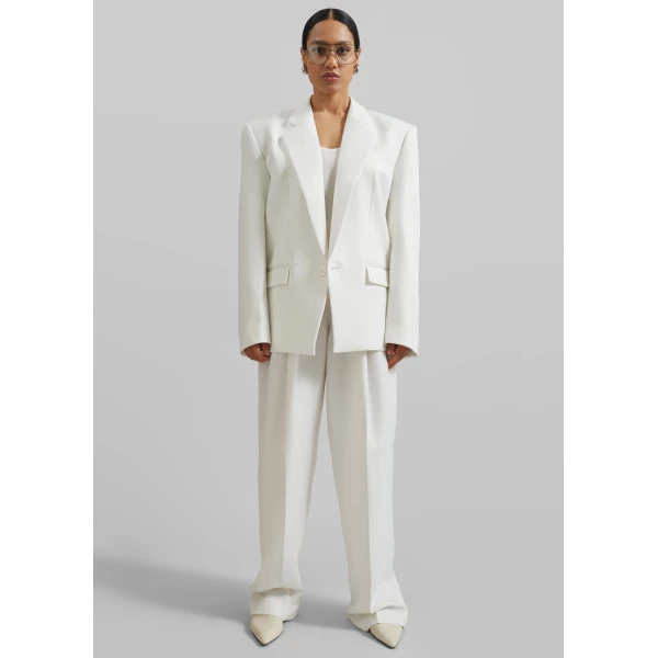 The Frankie Shop Gelso Pleated Twill Trousers - White - Oversized Minimalist Pants in White - Shop at Luxury Shoes 