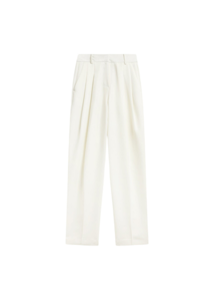 The Frankie Shop Gelso Pleated Twill Trousers - White - Oversized Minimalist Pants in White - Shop at Luxury Shoes 