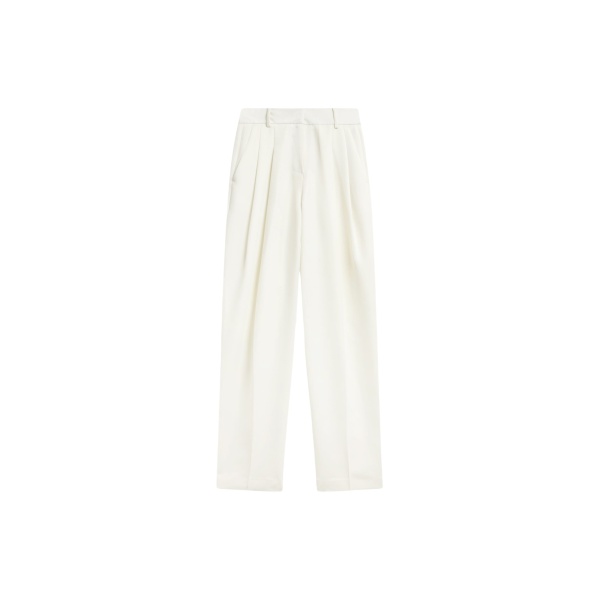 The Frankie Shop Gelso Pleated Twill Trousers - White - Oversized Minimalist Pants in White - Shop at Luxury Shoes 