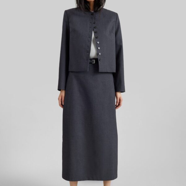 The Frankie Shop Gema Pencil Skirt – Dark Grey Melange, view 4