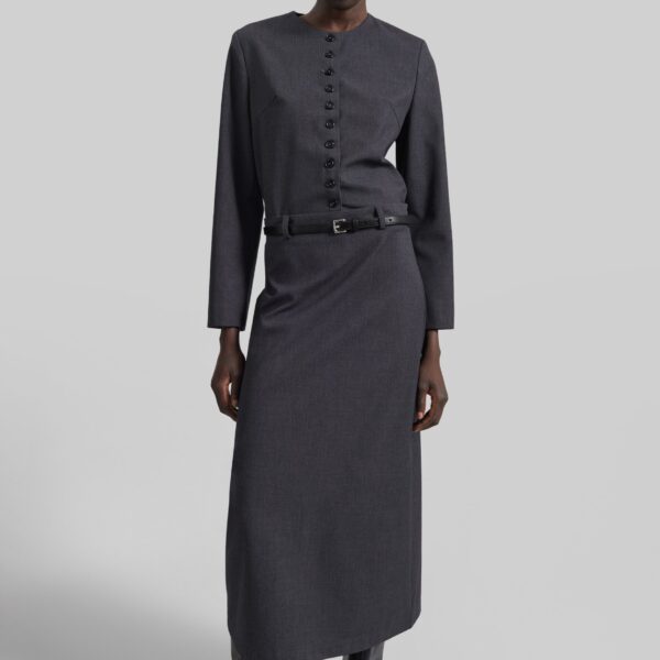 The Frankie Shop Gema Pencil Skirt – Dark Grey Melange, view 6