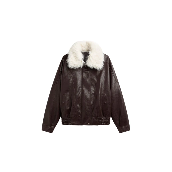 The Frankie Shop Gemonio Faux Leather Jacket – Brown