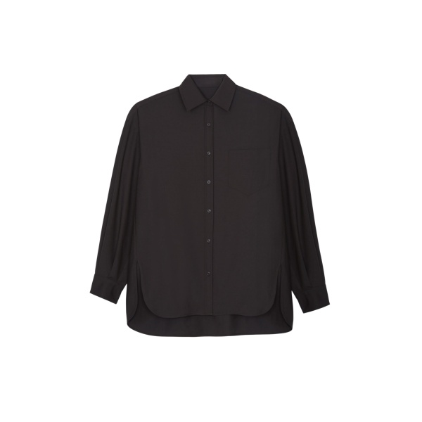The Frankie Shop Georgia Wool Blend Shirt - Brown - Oversized Minimalist Tops in Beige - Shop at Luxury Shoes 
