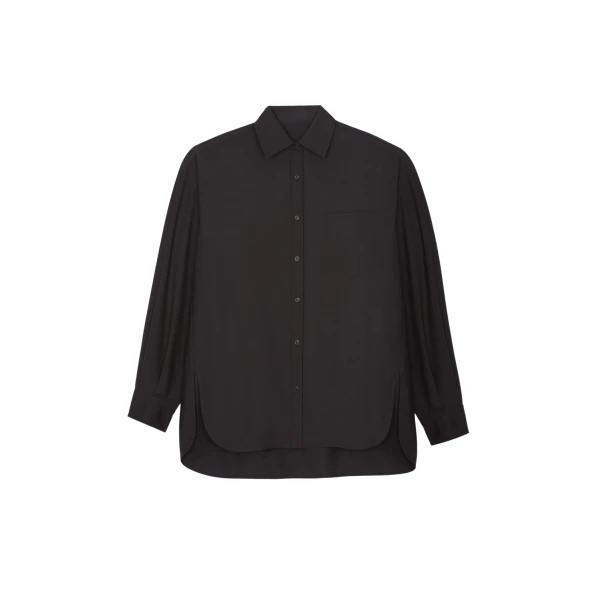 The Frankie Shop Georgia Wool Blend Shirt - Brown - Oversized Minimalist Tops in Beige - Shop at Luxury Shoes 