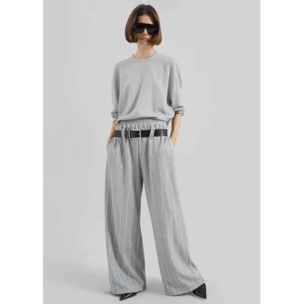 The Frankie Shop Gisby Striped Joggers - Grey - Oversized Minimalist Pants in Grey - Shop at Luxury Shoes 