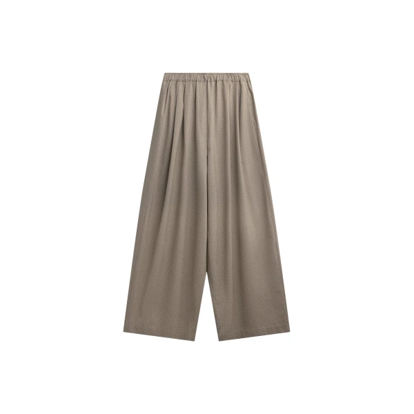 The Frankie Shop Gistel Pleated Pants - Beige Plaid - Oversized Minimalist Pants in Multicolour - Shop at Luxury Shoes 