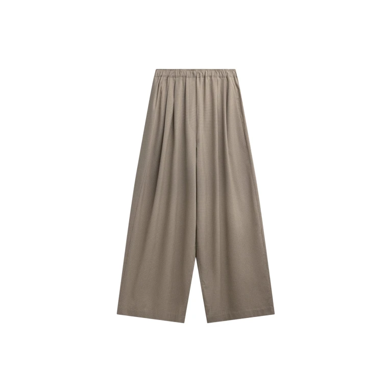 The Frankie Shop Gistel Pleated Pants - Beige Plaid - Oversized Minimalist Pants in Multicolour - Shop at Luxury Shoes 