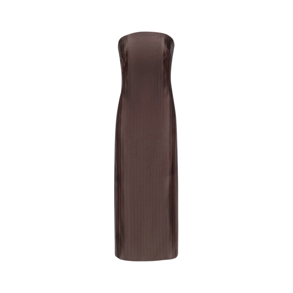 The Frankie Shop Giulia Bustier Dress - Dark Brown - Oversized Minimalist Dresses in Beige - Shop at Luxury Shoes 