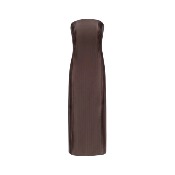 The Frankie Shop Giulia Bustier Dress - Dark Brown - Oversized Minimalist Dresses in Beige - Shop at Luxury Shoes 