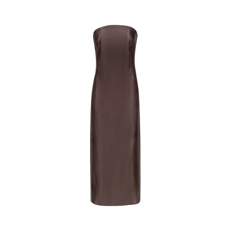 The Frankie Shop Giulia Bustier Dress - Dark Brown - Oversized Minimalist Dresses in Beige - Shop at Luxury Shoes 