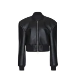 The Frankie Shop Glane Faux Leather Bomber Jacket - Black - Oversized Minimalist Jackets in Black - Shop at Luxury Shoes 
