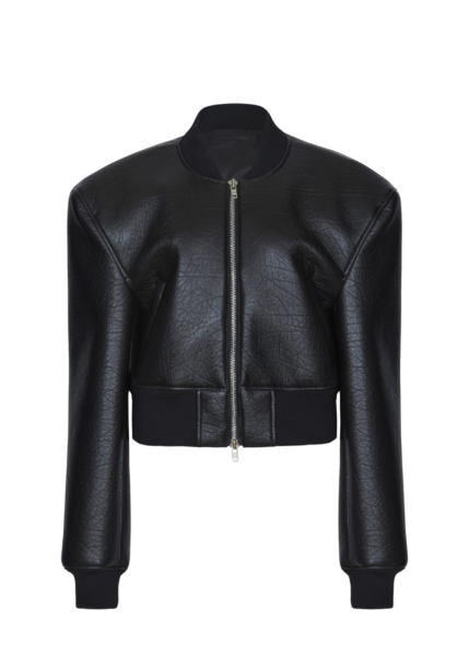 The Frankie Shop Glane Faux Leather Bomber Jacket - Black - Oversized Minimalist Jackets in Black - Shop at Luxury Shoes 