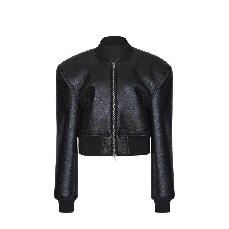 The Frankie Shop Glane Faux Leather Bomber Jacket - Black - Oversized Minimalist Jackets in Black - Shop at Luxury Shoes 